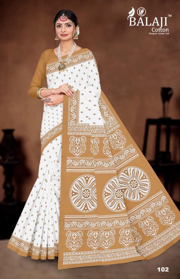 Balaji White Butti – Cotton Saree